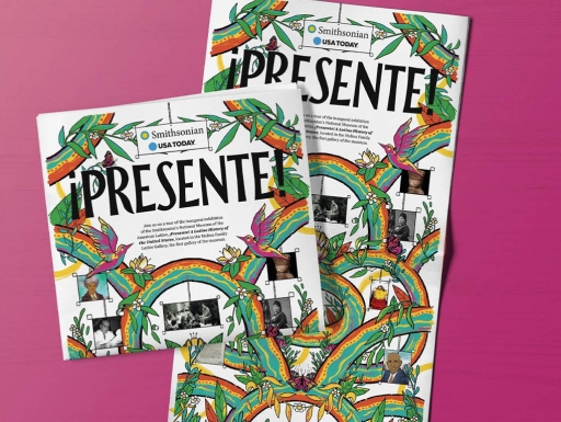 Image: A newspaper clipping of the "Presente" activity booklet. Text: Presente!