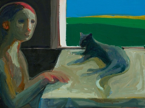Woman and Cat by Window