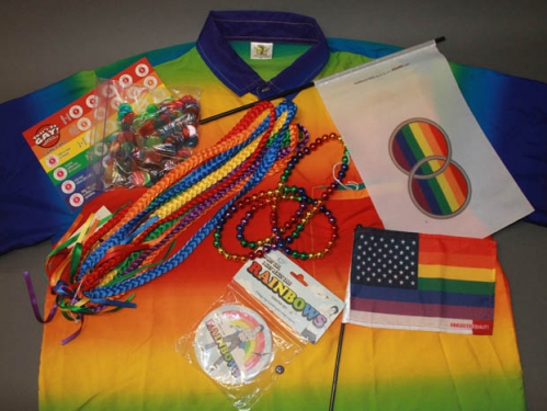 Miscellaneous objects from the museum’s collection that feature rainbows